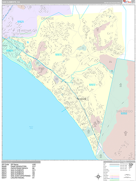 San Clemente Map Premium Style